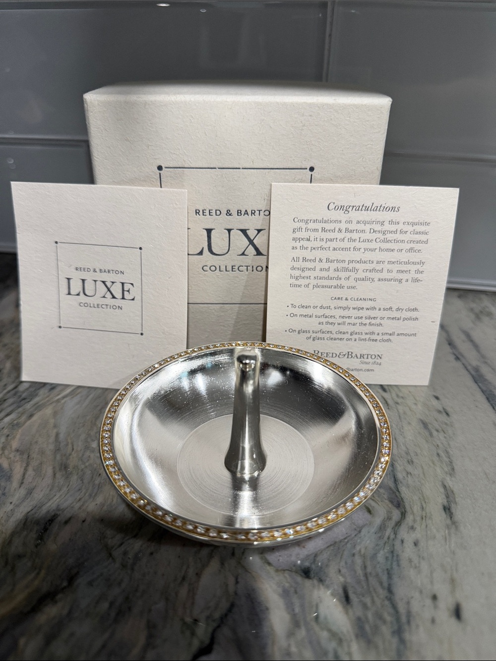 Reed & Barton Silver and Gold-Tone Luxe Ring Holder Dish